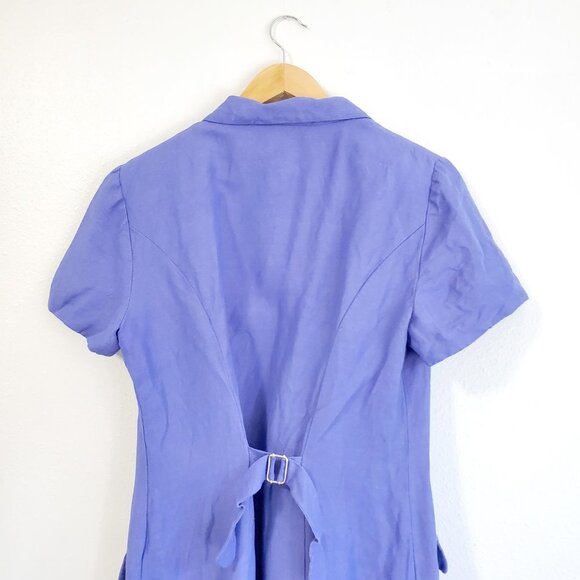 Vintage Linen Dress, Linen Shirt Dress, Size 12 - Picture 6 of 9